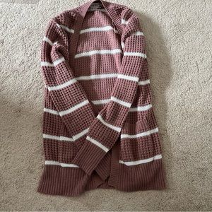 Pink and White Sweater Cardigan